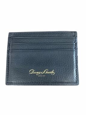 Dooney & Bourke Black Pebbled Leather Card Holder with Gold Logo